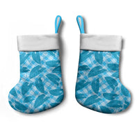 Blue Hawaii Kalo Palaka Motifs Christmas Stocking Hawaiian Taro Leaves Elegant Vibes LT14 - Polynesian Pride