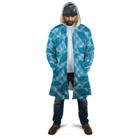 Blue Hawaii Kalo Palaka Motifs Cloak Hawaiian Taro Leaves Elegant Vibes LT14 - Polynesian Pride
