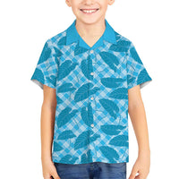 Blue Hawaii Kalo Palaka Motifs Family Matching Off Shoulder Maxi Dress and Hawaiian Shirt Hawaiian Taro Leaves Elegant Vibes - Polynesian Pride