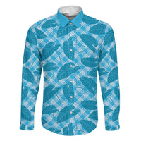 Blue Hawaii Kalo Palaka Motifs Family Matching Puletasi and Hawaiian Shirt Hawaiian Taro Leaves Elegant Vibes - Polynesian Pride
