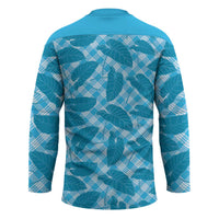 Blue Hawaii Kalo Palaka Motifs Hockey Jersey Hawaiian Taro Leaves Elegant Vibes - Polynesian Pride