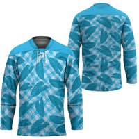 Blue Hawaii Kalo Palaka Motifs Hockey Jersey Hawaiian Taro Leaves Elegant Vibes - Polynesian Pride