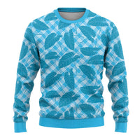 Blue Hawaii Kalo Palaka Motifs Ugly Christmas Sweater Hawaiian Taro Leaves Elegant Vibes - Polynesian Pride