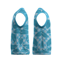 Blue Hawaii Kalo Palaka Motifs Christmas Knitted V-Neck Vest Hawaiian Taro Leaves Elegant Vibes - Polynesian Pride