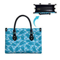 Blue Hawaii Kalo Palaka Motifs Leather Bag Hawaiian Taro Leaves Elegant Vibes - Polynesian Pride