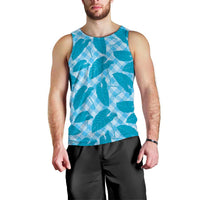 Blue Hawaii Kalo Palaka Motifs Men Tank Top Hawaiian Taro Leaves Elegant Vibes LT14 - Polynesian Pride