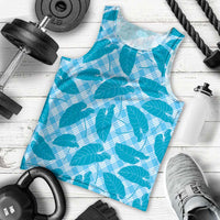 Blue Hawaii Kalo Palaka Motifs Men Tank Top Hawaiian Taro Leaves Elegant Vibes LT14 - Polynesian Pride