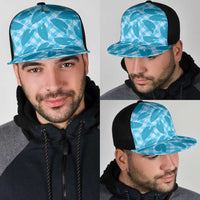 Blue Hawaii Kalo Palaka Motifs Mesh Trucker Cap Hawaiian Taro Leaves Elegant Vibes LT14 - Polynesian Pride