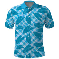 Blue Hawaii Kalo Palaka Motifs Polo Shirt Hawaiian Taro Leaves Elegant Vibes - Polynesian Pride