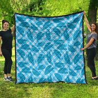 Blue Hawaii Kalo Palaka Motifs Quilt Hawaiian Taro Leaves Elegant Vibes - Polynesian Pride