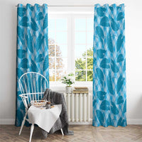 Blue Hawaii Kalo Palaka Motifs Window Curtain Hawaiian Taro Leaves Elegant Vibes - Polynesian Pride