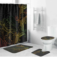 Aloha Hawaii Kalo Bathroom Set Reggae Taro Polynesian Pattern LT14 Bathroom Set (4 pcs) Black - Polynesian Pride