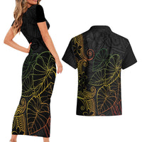 Aloha Hawaii Kalo Couples Matching Short Sleeve Bodycon Dress and Hawaiian Shirt Reggae Taro Polynesian Pattern LT14 - Polynesian Pride