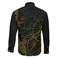 Aloha Hawaii Kalo Family Matching Long Sleeve Bodycon Dress and Hawaiian Shirt Reggae Taro Polynesian Pattern - Polynesian Pride