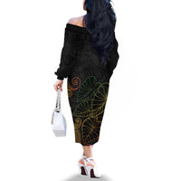 Aloha Hawaii Kalo Family Matching Off The Shoulder Long Sleeve Dress and Hawaiian Shirt Reggae Taro Polynesian Pattern - Polynesian Pride