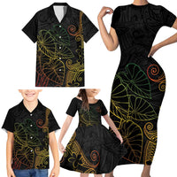 Aloha Hawaii Kalo Family Matching Short Sleeve Bodycon Dress and Hawaiian Shirt Reggae Taro Polynesian Pattern - Polynesian Pride