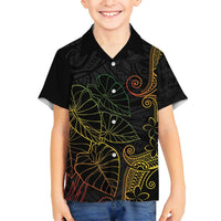 Aloha Hawaii Kalo Family Matching Tank Maxi Dress and Hawaiian Shirt Reggae Taro Polynesian Pattern - Polynesian Pride