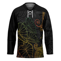 Aloha Hawaii Kalo Hockey Jersey Reggae Taro Polynesian Pattern LT14 Unisex Black - Polynesian Pride