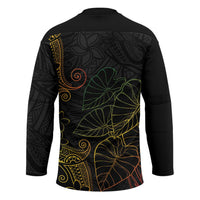 Aloha Hawaii Kalo Hockey Jersey Reggae Taro Polynesian Pattern - Polynesian Pride