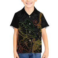 Aloha Hawaii Kalo Kid Hawaiian Shirt Reggae Taro Polynesian Pattern LT14 Kid Black - Polynesian Pride