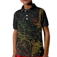 Aloha Hawaii Kalo Kid Polo Shirt Reggae Taro Polynesian Pattern LT14 Kid Black - Polynesian Pride