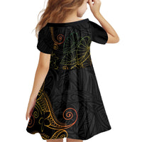 Aloha Hawaii Kalo Kid Short Sleeve Dress Reggae Taro Polynesian Pattern - Polynesian Pride