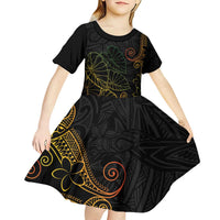 Aloha Hawaii Kalo Kid Short Sleeve Dress Reggae Taro Polynesian Pattern LT14 - Polynesian Pride
