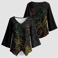 Aloha Hawaii Kalo Kimono Sleeve Blouse Reggae Taro Polynesian Pattern LT14 - Polynesian Pride