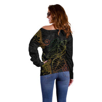 Aloha Hawaii Kalo Off Shoulder Sweater Reggae Taro Polynesian Pattern - Polynesian Pride