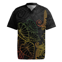 Aloha Hawaii Kalo Rugby Jersey Reggae Taro Polynesian Pattern LT14 Black - Polynesian Pride