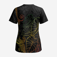 Aloha Hawaii Kalo Scrub Top Reggae Taro Polynesian Pattern LT14 - Polynesian Pride