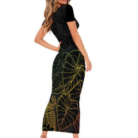 Aloha Hawaii Kalo Short Sleeve Bodycon Dress Reggae Taro Polynesian Pattern LT14 - Polynesian Pride