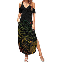 Aloha Hawaii Kalo Summer Maxi Dress Reggae Taro Polynesian Pattern LT14 Women Black - Polynesian Pride