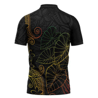 Aloha Hawaii Kalo Zipper Polo Shirt Reggae Taro Polynesian Pattern LT14 - Polynesian Pride