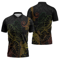 Aloha Hawaii Kalo Zipper Polo Shirt Reggae Taro Polynesian Pattern LT14 - Polynesian Pride