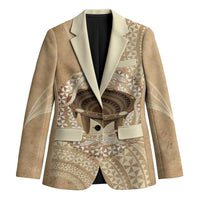 Tonga Skink Kava Bowl Blazer Vintage Tongan Ngatu Pattern LT14 Unisex Brown - Polynesian Pride