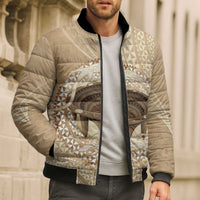 Tonga Skink Kava Bowl Bomber Puffer Jacket Vintage Tongan Ngatu Pattern LT14 - Polynesian Pride