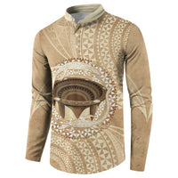 Tonga Skink Kava Bowl Button Sweatshirt Vintage Tongan Ngatu Pattern LT14 - Polynesian Pride