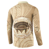 Tonga Skink Kava Bowl Button Sweatshirt Vintage Tongan Ngatu Pattern LT14 - Polynesian Pride