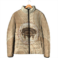 Tonga Skink Kava Bowl Padded Jacket Vintage Tongan Ngatu Pattern LT14 - Polynesian Pride