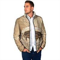 Tonga Skink Kava Bowl Padded Jacket Vintage Tongan Ngatu Pattern LT14 - Polynesian Pride
