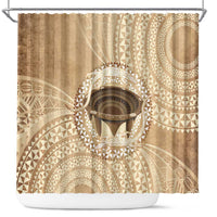 Tonga Skink Kava Bowl Shower Curtain Vintage Tongan Ngatu Pattern LT14 Brown - Polynesian Pride