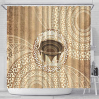 Tonga Skink Kava Bowl Shower Curtain Vintage Tongan Ngatu Pattern LT14 - Polynesian Pride
