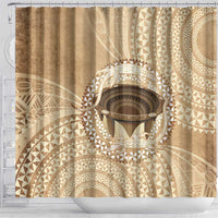 Tonga Skink Kava Bowl Shower Curtain Vintage Tongan Ngatu Pattern LT14 - Polynesian Pride