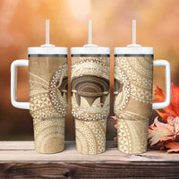 Tonga Skink Kava Bowl Tumbler With Handle Vintage Tongan Ngatu Pattern LT14 - Polynesian Pride