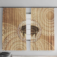 Tonga Skink Kava Bowl Window Curtain Vintage Tongan Ngatu Pattern LT14 With Hooks Brown - Polynesian Pride
