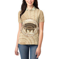 Tonga Skink Kava Bowl Women Polo Shirt Vintage Tongan Ngatu Pattern LT14 - Polynesian Pride
