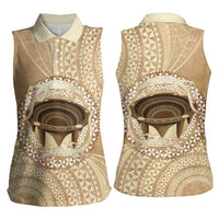 Tonga Skink Kava Bowl Women Sleeveless Polo Shirt Vintage Tongan Ngatu Pattern LT14 - Polynesian Pride