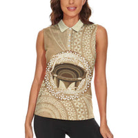 Tonga Skink Kava Bowl Women Sleeveless Polo Shirt Vintage Tongan Ngatu Pattern LT14 - Polynesian Pride