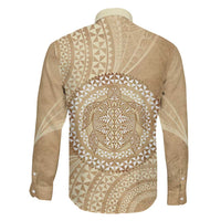 Tonga Ngatu Turtle Family Matching Long Sleeve Bodycon Dress and Hawaiian Shirt Vintage Tongan Tapa Cloth